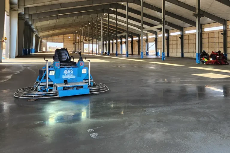 Concrete Flatwork in large industrial shop with Bartell Power Trowel