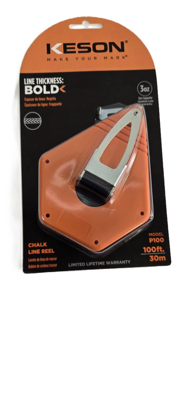 CHALK LINE REEL, 100 FT, 1.5MM LINE