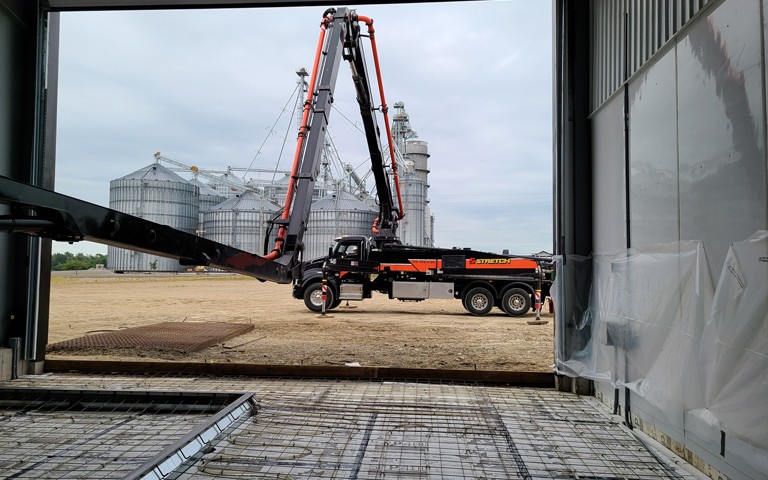 Indoor pumping with Countryside Concrete truck